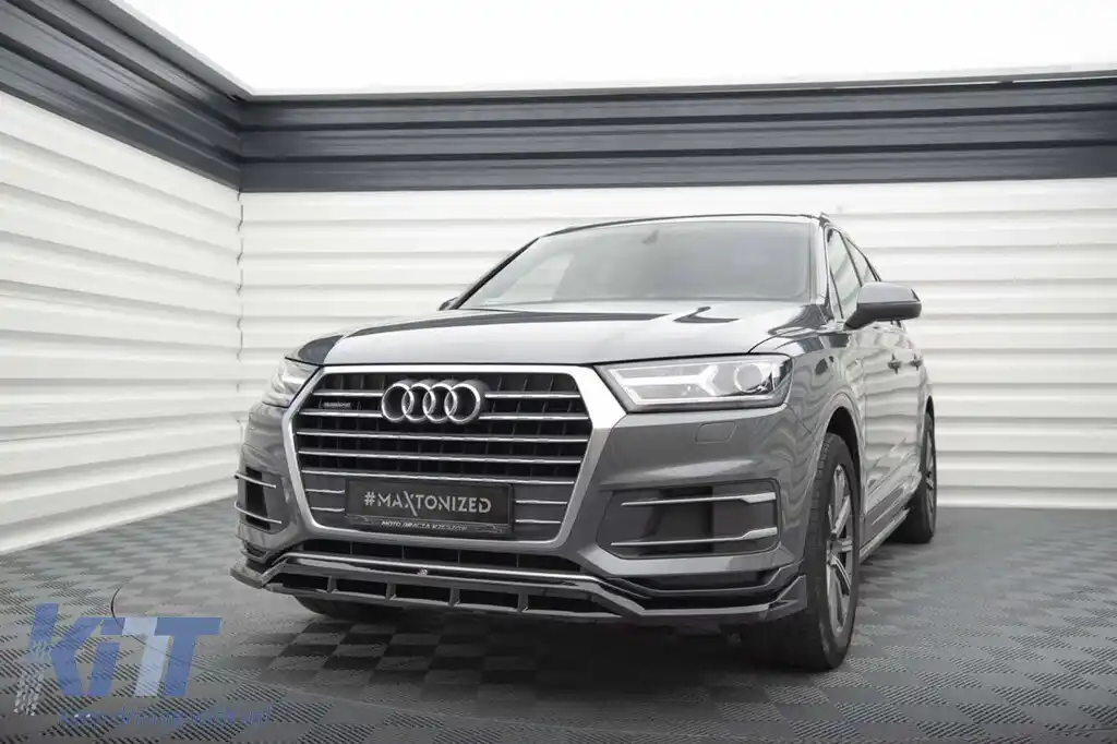 Spoiler Maxton Design potrivit pentru bara din față a Audi Q7 2015-2019, lac negru-image-6140276