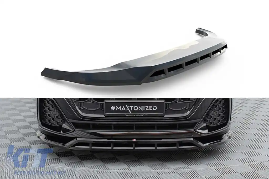 Spoiler Maxton Design potrivit pentru bara frontală S-Line la Audi SQ8, Q8 după 2023, lac negru