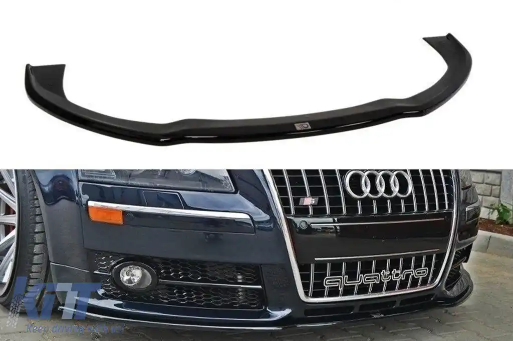 Spoiler Maxton Design potrivit pentru bara frontală S8 pe Audi A8 D3 2006-2010, lac negru