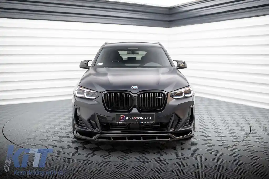 Spoiler Maxton Design potrivit pentru bara frontală a BMW X3 cu pachet M G01 după 2021, lac negru-image-6144027