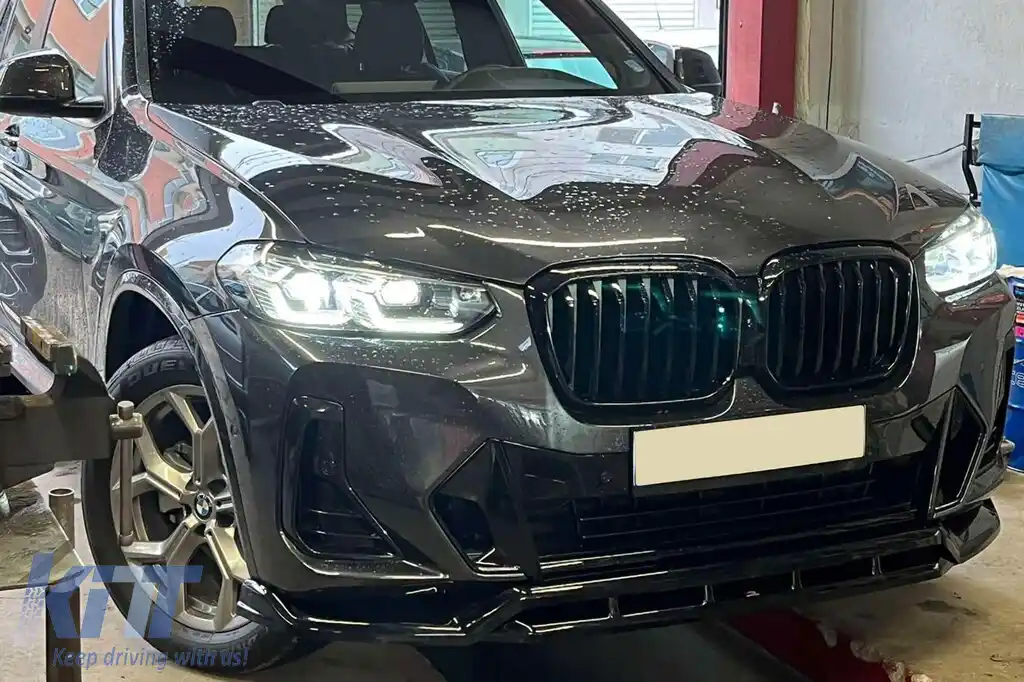 Spoiler Maxton Design potrivit pentru bara frontală a BMW X3 cu pachet M G01 după 2021, lac negru-image-6144030