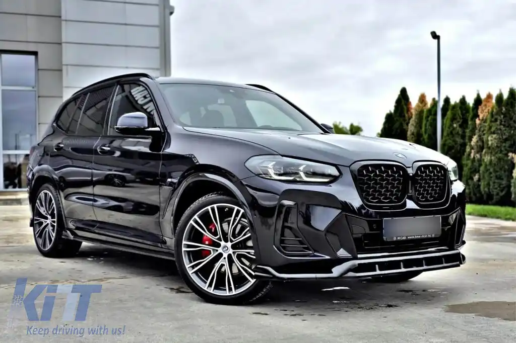 Spoiler Maxton Design potrivit pentru bara frontală a BMW X3 cu pachet M G01 după 2021, lac negru-image-6144032