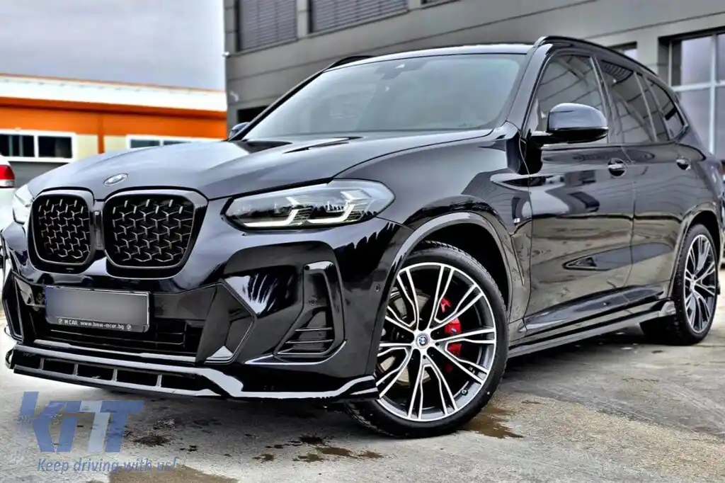Spoiler Maxton Design potrivit pentru bara frontală a BMW X3 cu pachet M G01 după 2021, lac negru-image-6144033