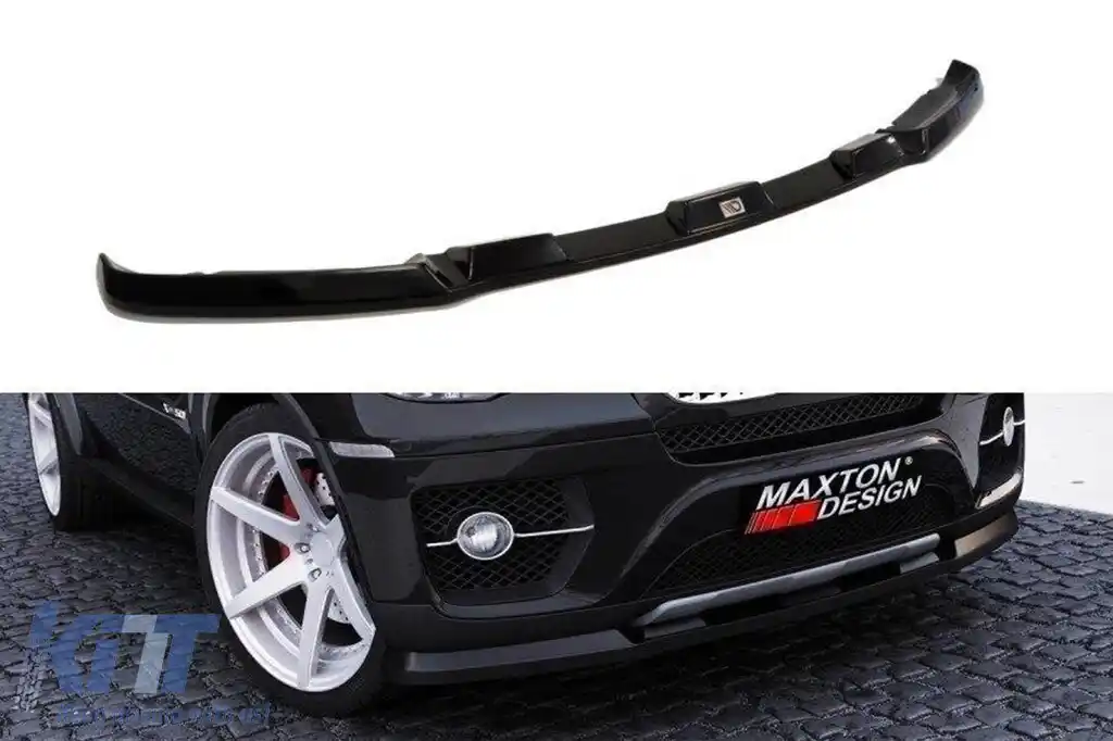 Spoiler Maxton Design potrivit pentru bara frontală standard pentru BMW X6 E71 2007-2010, lac negru