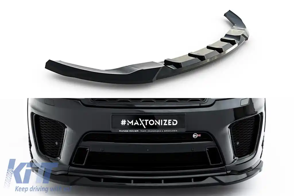 image-60-Spoiler Maxton Design potrivit pentru bara frontală SVR de la Land Rover Range Rover Mk2 Facelift 2018-2022, lac negru