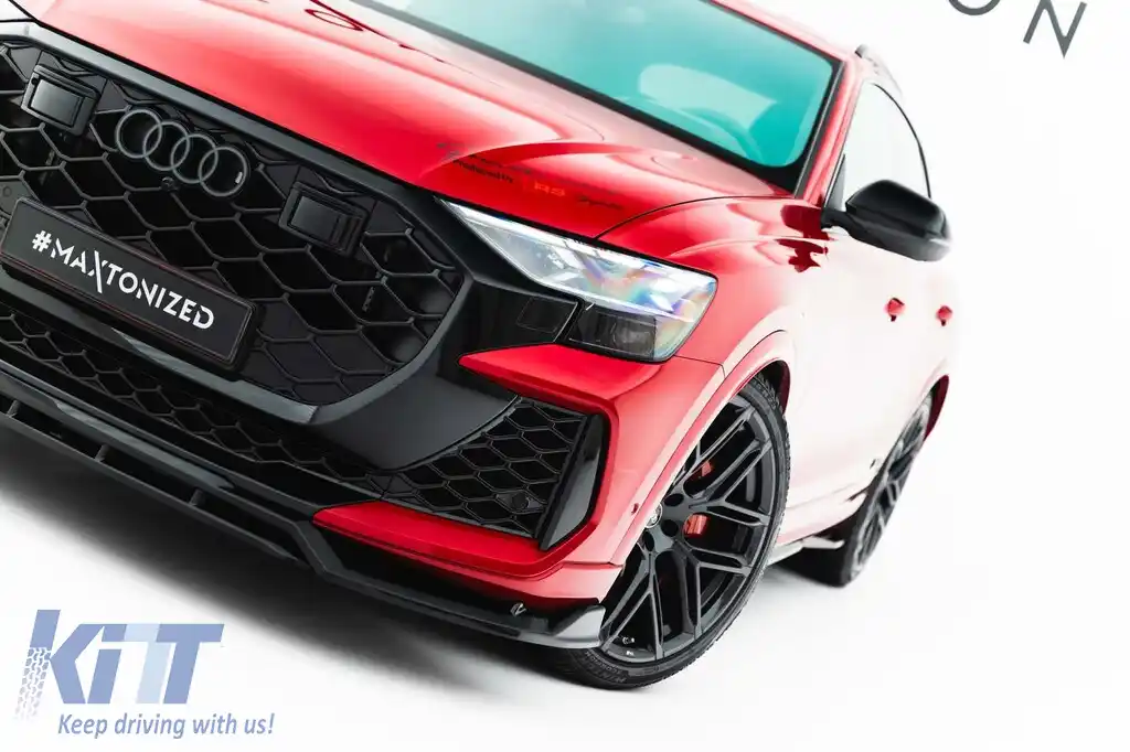 Spoiler Maxton Design potrivit pentru bara frontală a Audi RSQ8 după 2023, lac negru-image-6235862