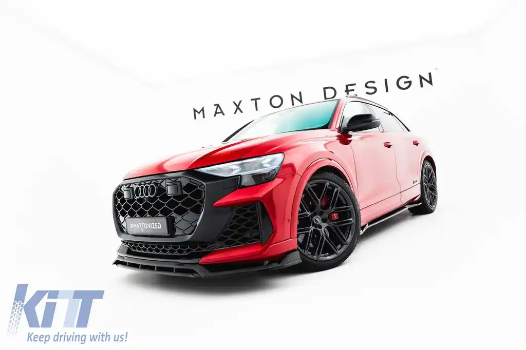Spoiler Maxton Design potrivit pentru bara frontală a Audi RSQ8 după 2023, lac negru-image-6235864
