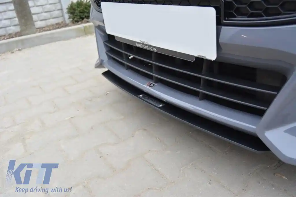 Spoiler Maxton Design tip Racing versiunea 3, potrivit pentru bara frontală ST pe Ford Focus 2015-2018, negru mat-image-6236837