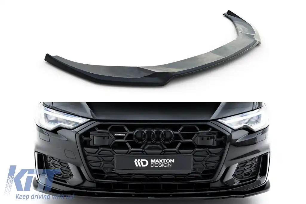 image-33-Spoiler Maxton Design versiunea 1 potrivit pentru bara frontală S6, S-Line a Audi A6 C8 sedan, Avant după 2019, lac negru