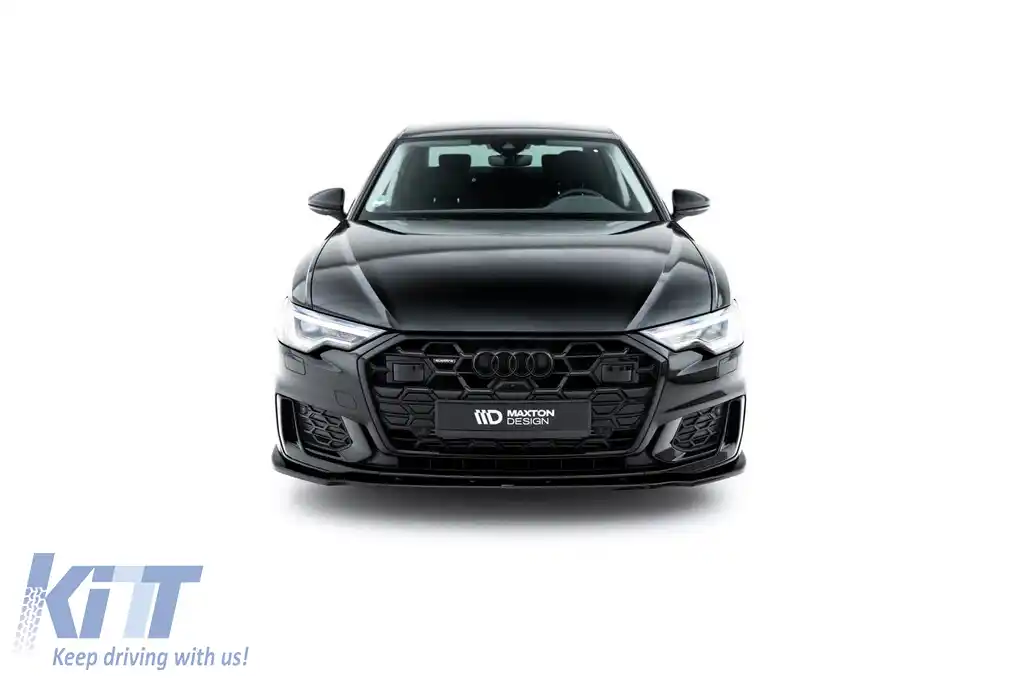 Spoiler Maxton Design versiunea 1 potrivit pentru bara frontală S6, S-Line a Audi A6 C8 sedan, Avant după 2019, lac negru-image-6140179