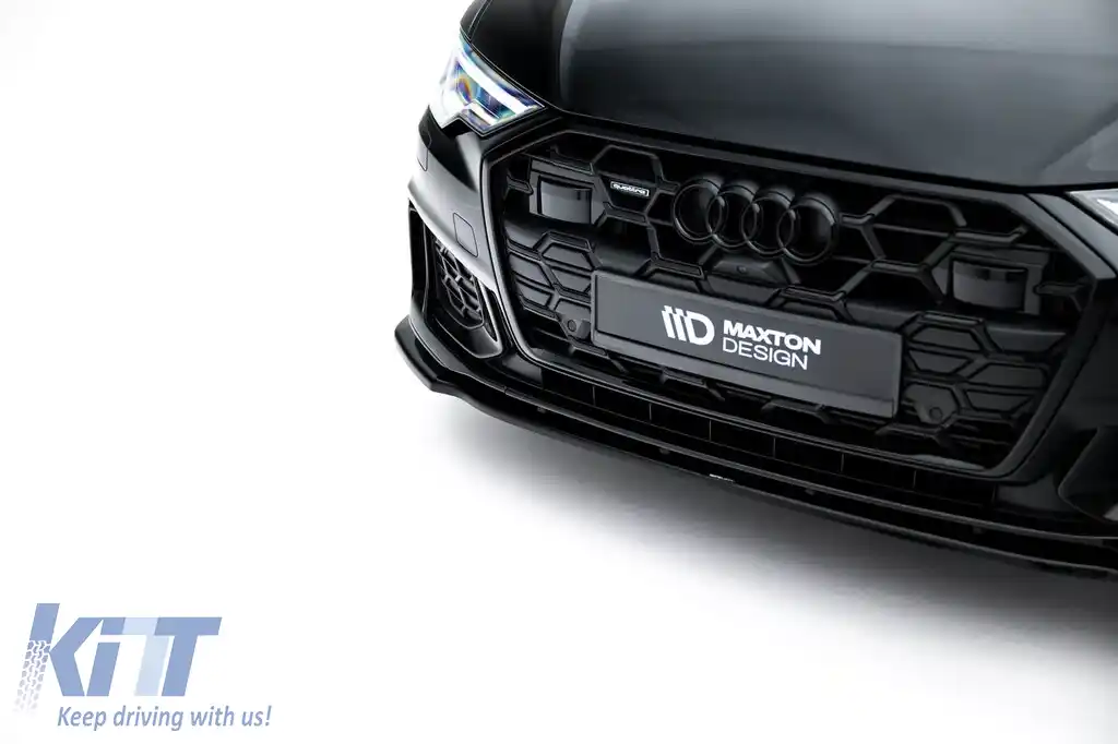 Spoiler Maxton Design versiunea 1 potrivit pentru bara frontală S6, S-Line a Audi A6 C8 sedan, Avant după 2019, lac negru-image-6140180