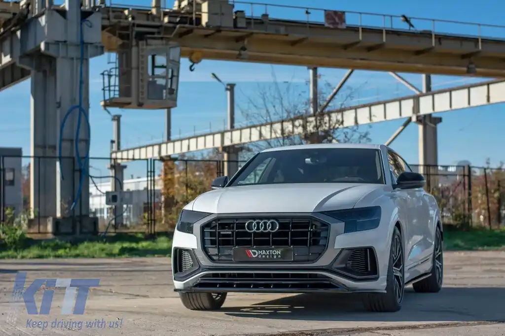 Spoiler Maxton Design versiunea 1 potrivit pentru bara de protecție frontală S-Line a Audi Q8, SQ8 după 2018, lac negru-image-6140398