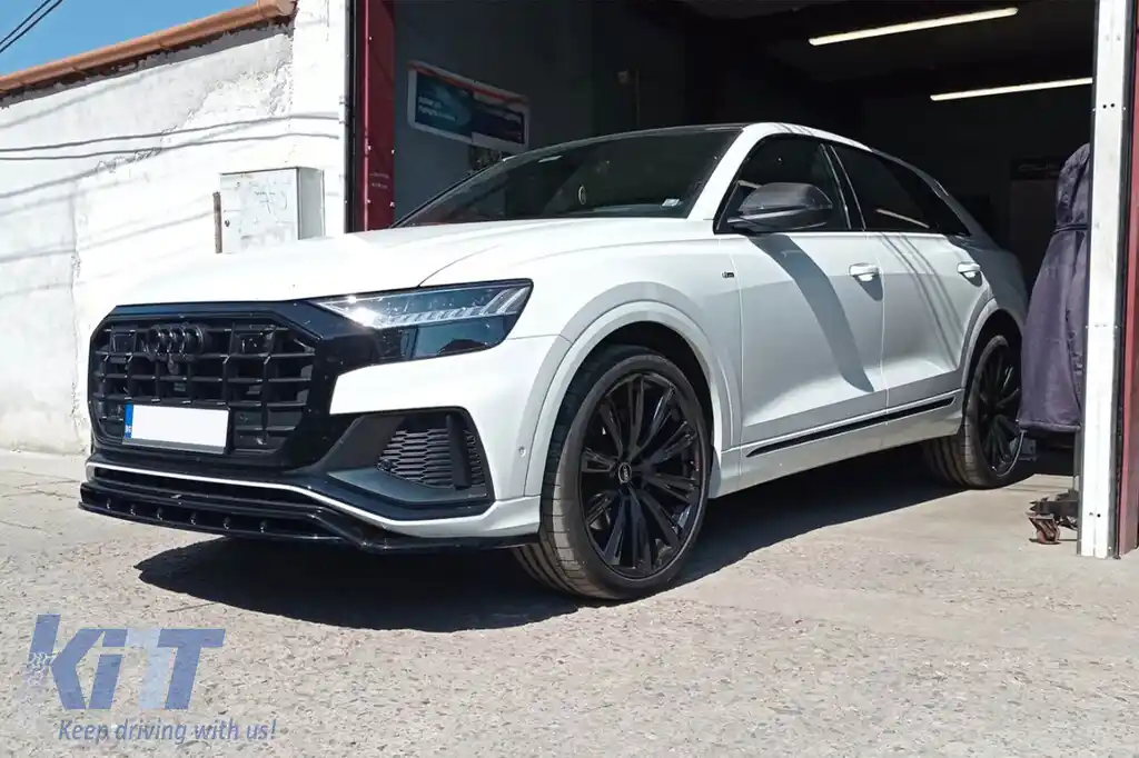 Spoiler Maxton Design versiunea 1 potrivit pentru bara de protecție frontală S-Line a Audi Q8, SQ8 după 2018, lac negru-image-6140399