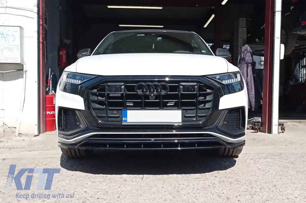Spoiler Maxton Design versiunea 1 potrivit pentru bara de protecție frontală S-Line a Audi Q8, SQ8 după 2018, lac negru-image-6140400