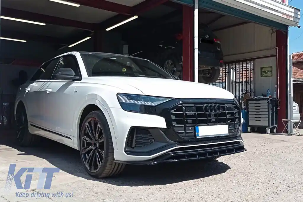 Spoiler Maxton Design versiunea 1 potrivit pentru bara de protecție frontală S-Line a Audi Q8, SQ8 după 2018, lac negru-image-6140401