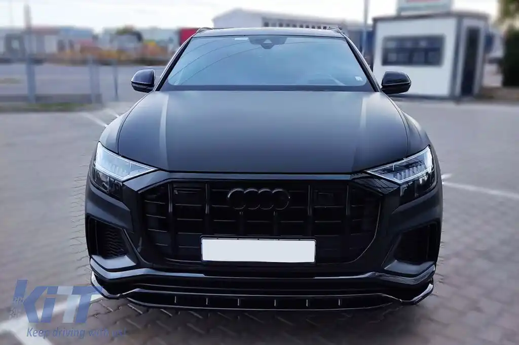 Spoiler Maxton Design versiunea 1 potrivit pentru bara de protecție frontală S-Line a Audi Q8, SQ8 după 2018, lac negru-image-6140402