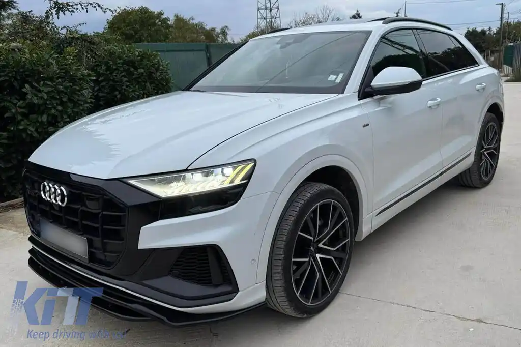 Spoiler Maxton Design versiunea 1 potrivit pentru bara de protecție frontală S-Line a Audi Q8, SQ8 după 2018, lac negru-image-6140405
