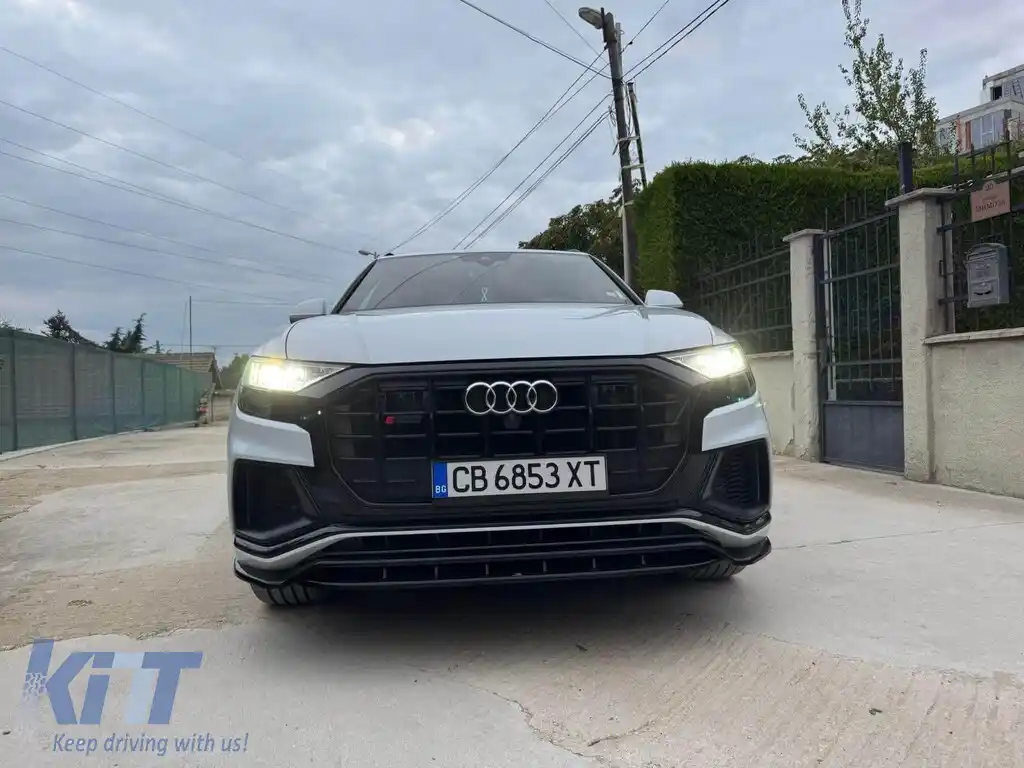 Spoiler Maxton Design versiunea 1 potrivit pentru bara de protecție frontală S-Line a Audi Q8, SQ8 după 2018, lac negru-image-6140407