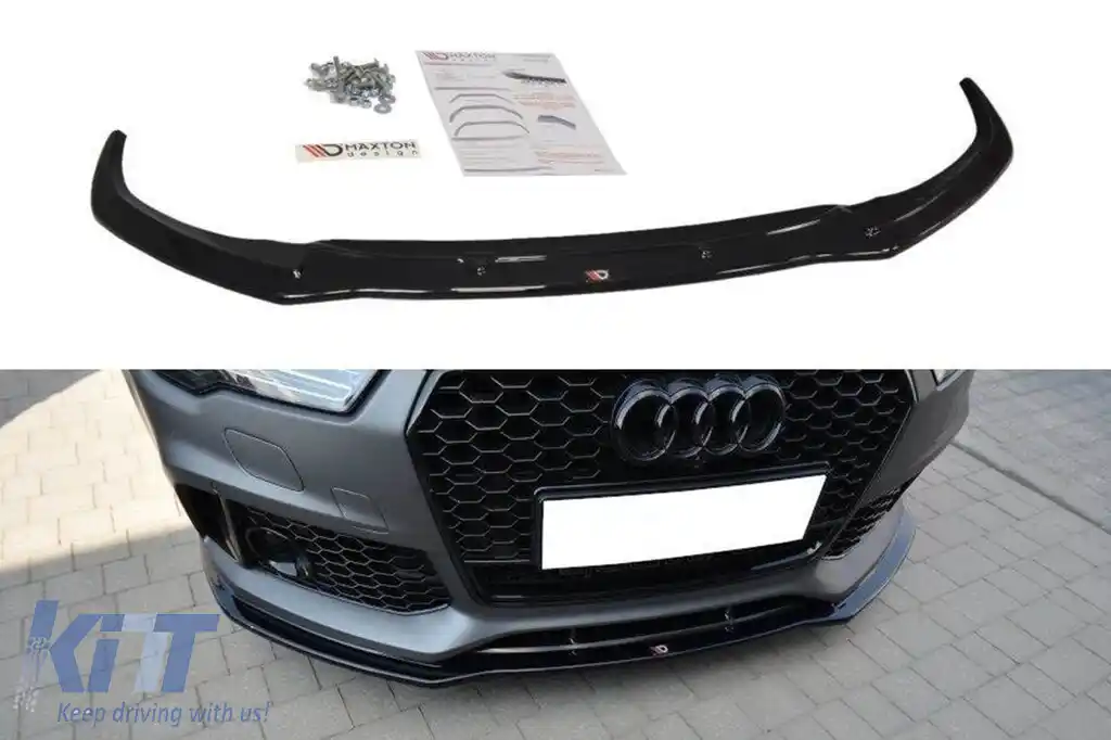 Spoiler Maxton Design versiunea 1 potrivit pentru bara frontală RS7 pe Audi A7 C7 2014-2017, culoare carbon