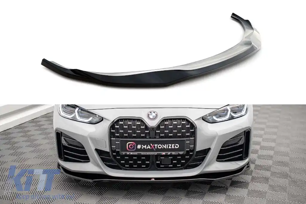 image-63-Spoiler Maxton Design versiunea 1 potrivit pentru bara M frontală pe BMW Seria 4 Gran Coupe G26 după 2021, lac negru