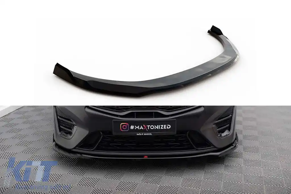 Spoiler Maxton Design versiunea 1 potrivit pentru bara de protecție frontală GT pe Kia Proceed, Ceed după 2022, lac negru