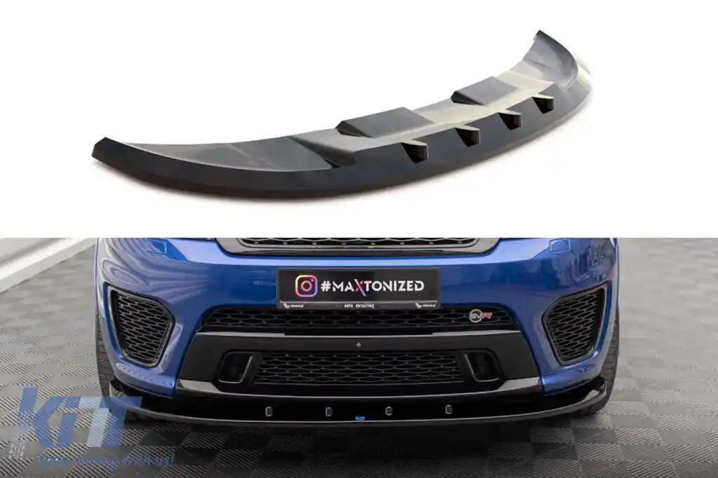 Spoiler Maxton Design versiunea 1 potrivit pentru bara frontală SVR pe Land Rover Range Rover Sport Mk2 2015-2018, lac negru