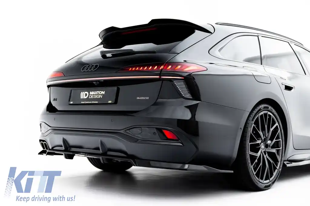 Spoiler Maxton Design versiunea 1 potrivit pentru bara de protecție S-line din spate a Audi A6 S-line C9 Avant după 2025, lac negru-image-6235625