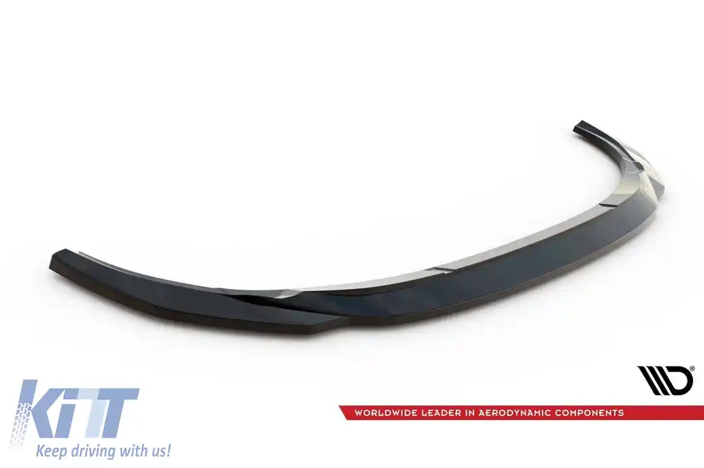 Spoiler Maxton Design versiunea 1 potrivit pentru bara frontală a Audi E-tron 2018-2022, lac negru