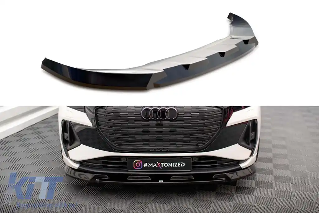 image-43-Spoiler Maxton Design versiunea 1 potrivit pentru bara frontală a Audi Q4 E-tron Sportback MK1 după 2021, lac negru