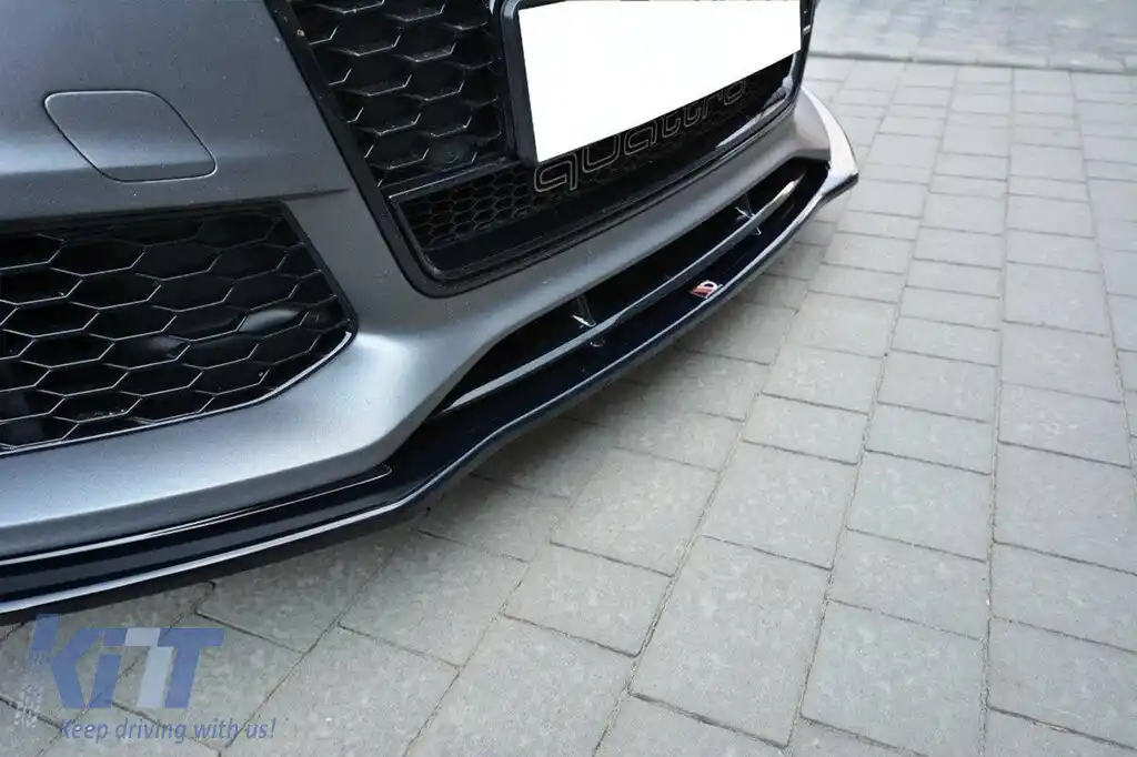 Spoiler Maxton Design versiunea 1 potrivit pentru bara frontală RS7 pe Audi A7 C7 2014-2017, lac negru