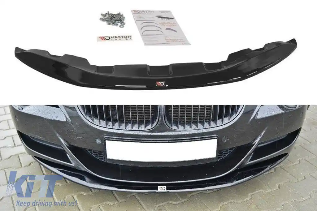 Spoiler Maxton Design versiunea 1 potrivit pentru bara frontală M6 pe BMW Seria 6 E63 2005-2010, lac negru