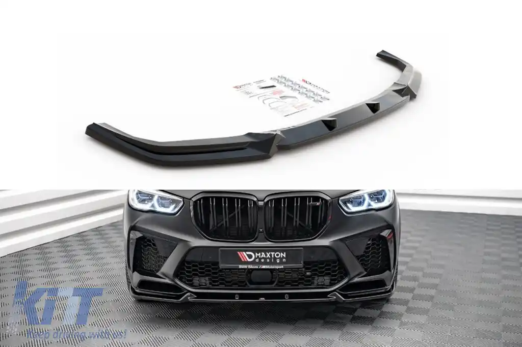 Spoiler Maxton Design versiunea 1 potrivit pentru bara frontală a BMW X5M F95 după 2018, lac negru