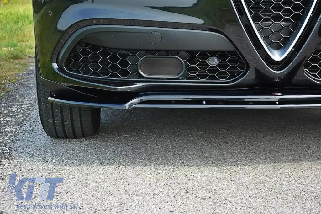Spoiler Maxton Design versiunea 2 potrivit pentru bara frontală a Alfa Romeo Stelvio 2016-2020, lac negru-image-6132184