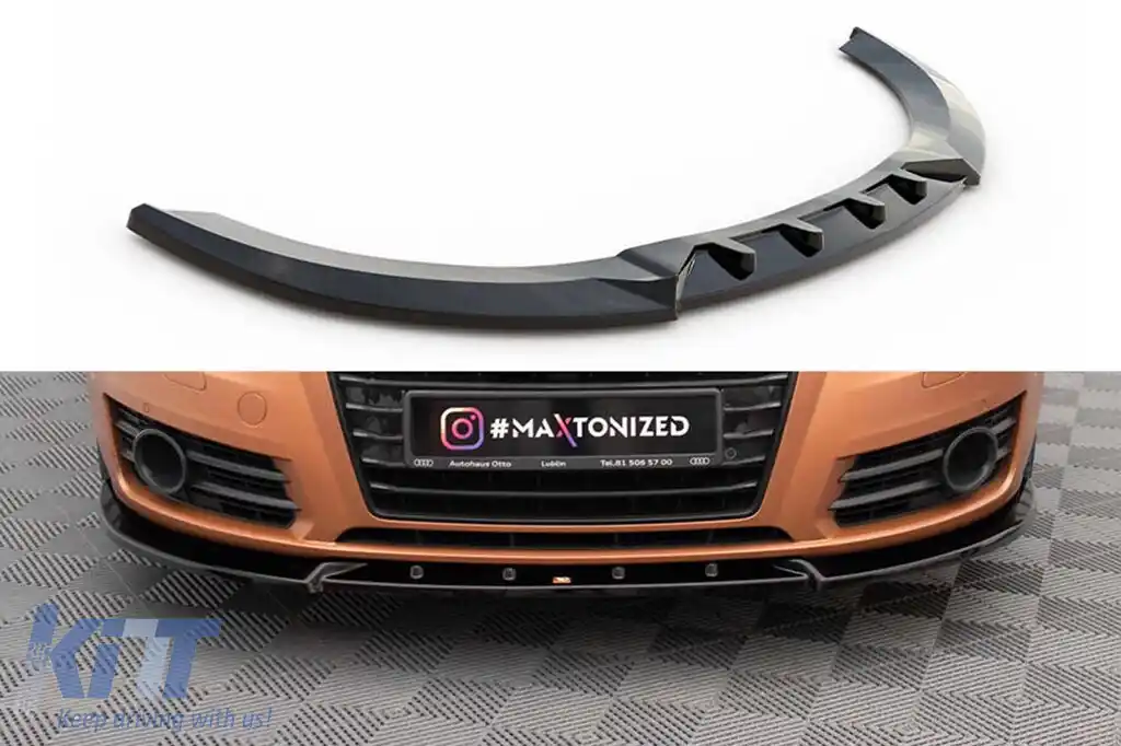 Spoiler Maxton Design versiunea 2 potrivit pentru bara frontală a Audi A7 C7 2010-2014, lac negru