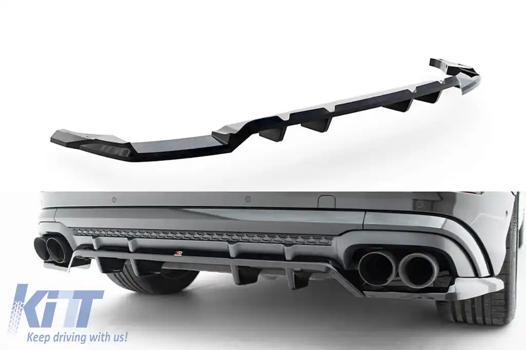 Spoiler Maxton Design versiunea 2 potrivit pentru bara spate a Audi SQ8, Q8 S-Line după 2023, lac negru