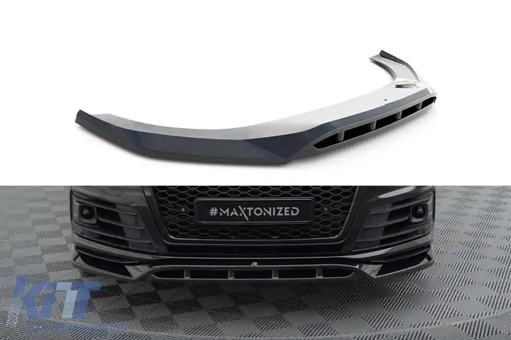 image-25-Spoiler Maxton Design versiunea 2 potrivit pentru bara frontală a Audi SQ7, Q7 S-Line 2016-2019, lac negru