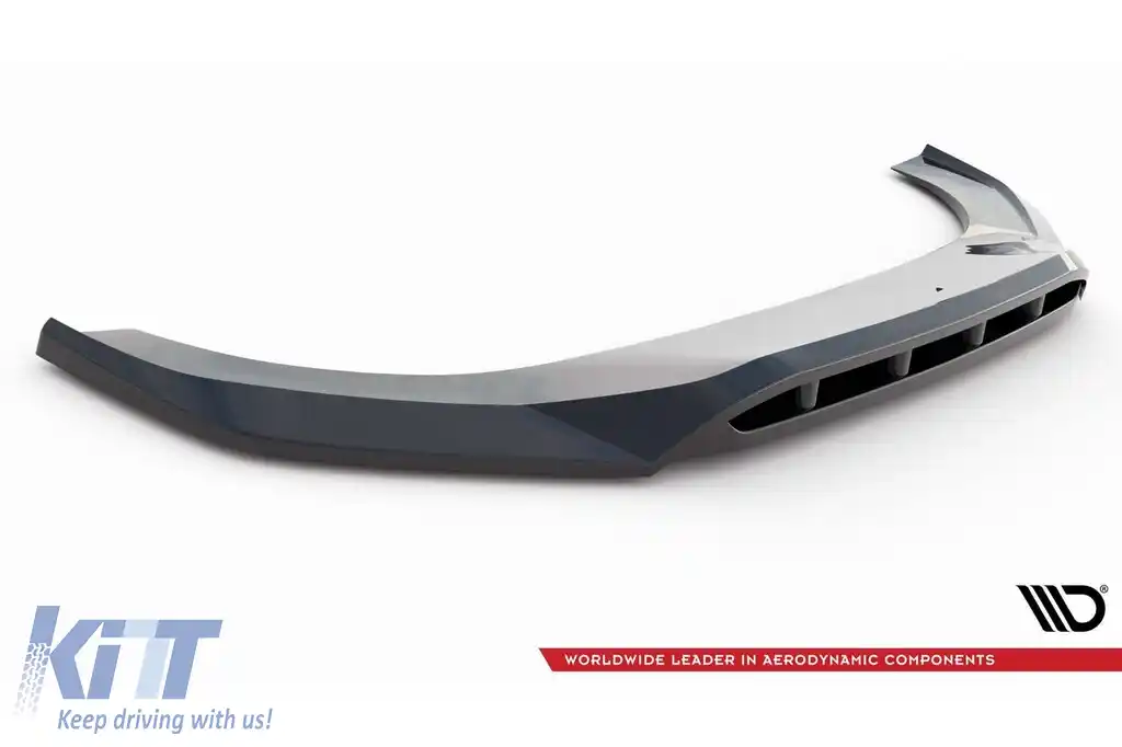 Spoiler Maxton Design versiunea 2 potrivit pentru bara frontală a Audi SQ7, Q7 S-Line 2016-2019, lac negru-image-6140565