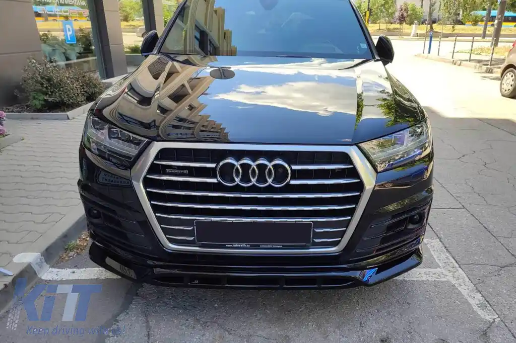 Spoiler Maxton Design versiunea 2 potrivit pentru bara frontală a Audi SQ7, Q7 S-Line 2016-2019, lac negru-image-6140571
