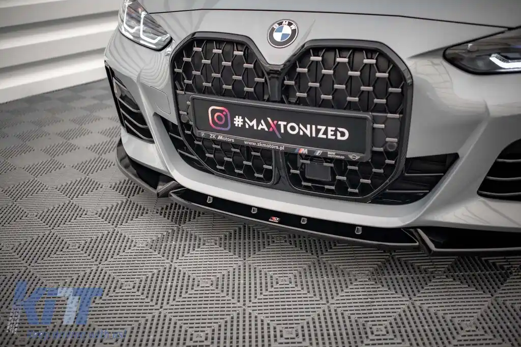 Spoiler Maxton Design versiunea 2 potrivit pentru bara frontală M pe BMW Seria 4 Gran Coupe G26 după 2021, lac negru-image-6143487