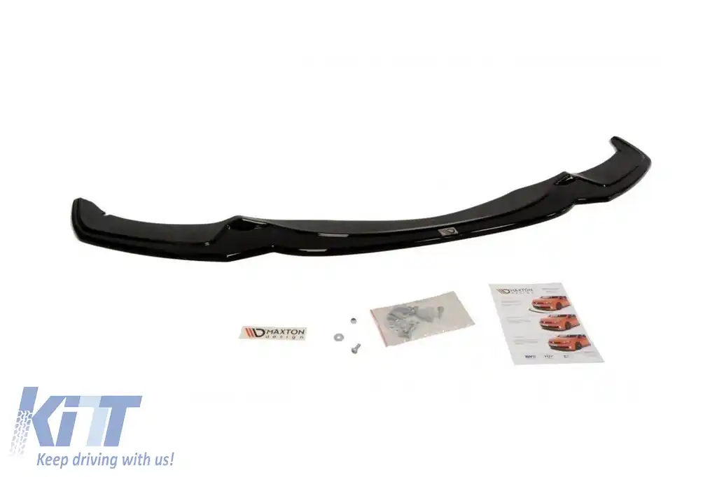 Spoiler Maxton Design versiunea 2 potrivit pentru bara de protecție M Technik frontală pe BMW Seria 5 F10, F11 după 2011, lac negru