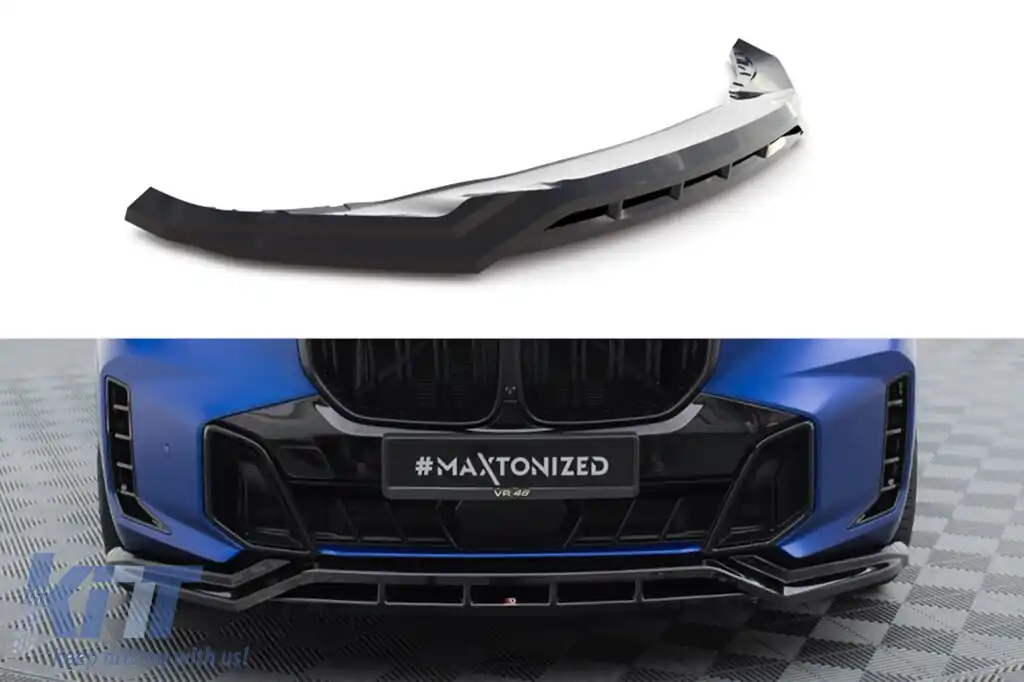 Spoiler Maxton Design versiunea 2 potrivit pentru bara frontală M pe BMW X5 G05 Face după 2023, lac negru