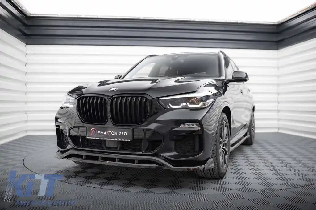 Spoiler Maxton Design versiunea 2 potrivit pentru bara frontală a BMW X5 G05 cu pachet M 2018-2023, lac negru-image-6144184