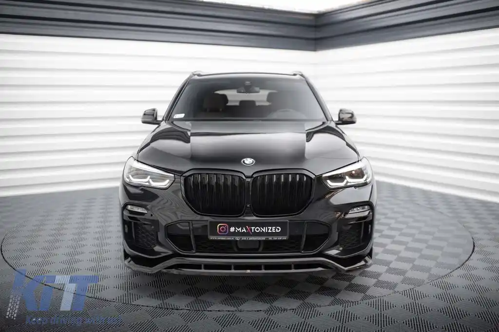 Spoiler Maxton Design versiunea 2 potrivit pentru bara frontală a BMW X5 G05 cu pachet M 2018-2023, lac negru-image-6144185