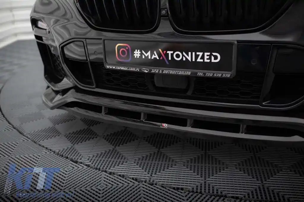 Spoiler Maxton Design versiunea 2 potrivit pentru bara frontală a BMW X5 G05 cu pachet M 2018-2023, lac negru-image-6144186