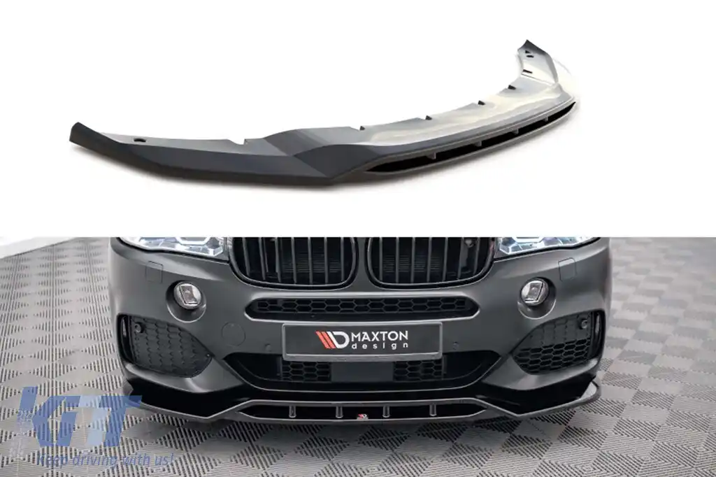 Spoiler Maxton Design versiunea 2 potrivit pentru bara frontală a BMW X5 F15 cu pachet M 2013-2018, lac negru