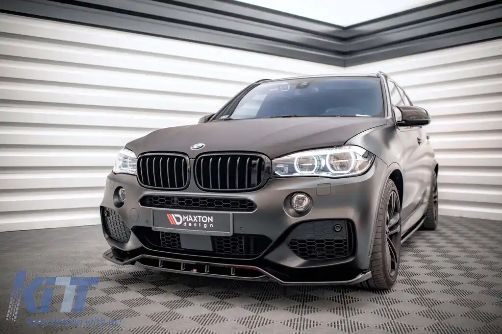 Spoiler Maxton Design versiunea 2 potrivit pentru bara frontală a BMW X5 F15 cu pachet M 2013-2018, lac negru-image-6144218