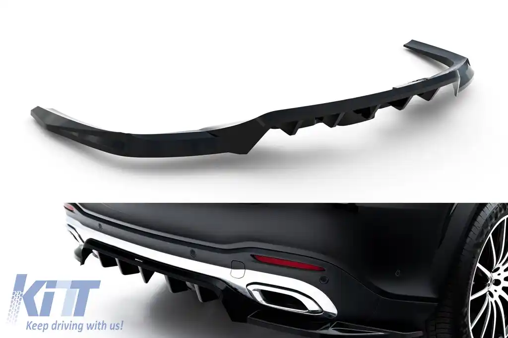 Spoiler Maxton Design versiunea 2 potrivit pentru bara de protecție din spate A Design-Line pe Mercedes GLS A Design-Line X167 2019-2023, după 2023, lac negru