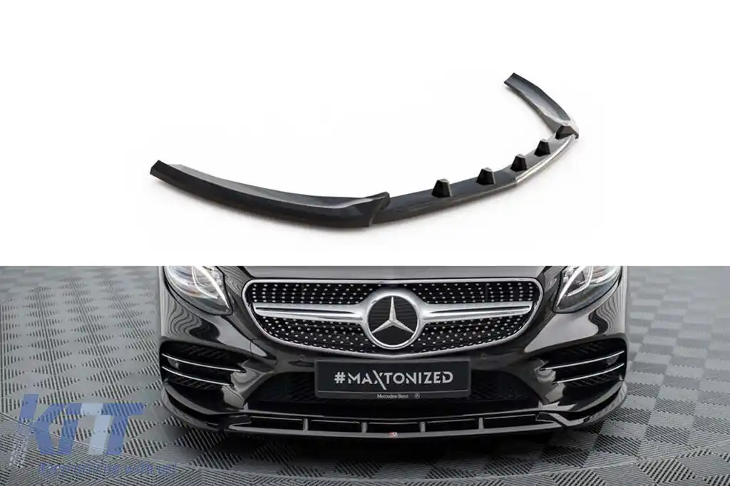 Spoiler Maxton Design versiunea 2 potrivit pentru bara de protecție frontală A Design-Line pe Mercedes S-Class C217 Coupe 2017-2020, lac negru