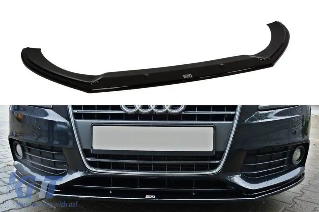 Spoiler Maxton Design versiunea 2 potrivit pentru bara frontală standard a Audi A4 B8 2007-2011, lac negru