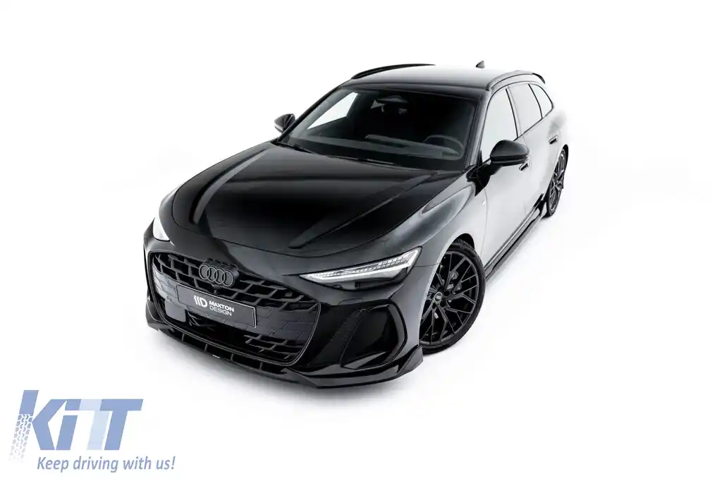 Spoiler Maxton Design versiunea 2 potrivit pentru bara de protecție frontală S-line a Audi A6 S-Line C9 Avant după 2025, lac negru-image-6235605
